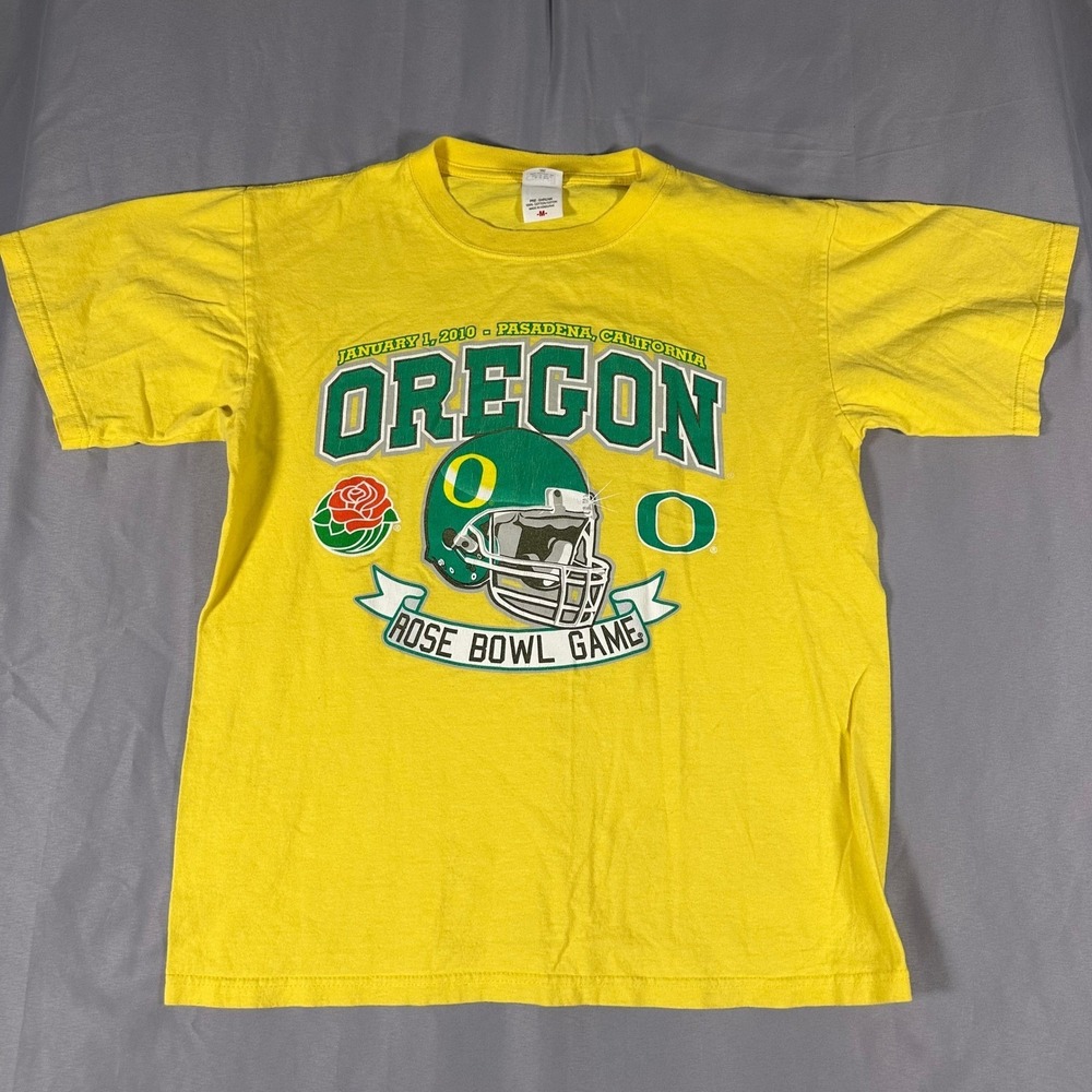 Oregon Ducks Rose Bowl Game 2010 Anvil Yellow Graphic T-Shirt Mens Medium